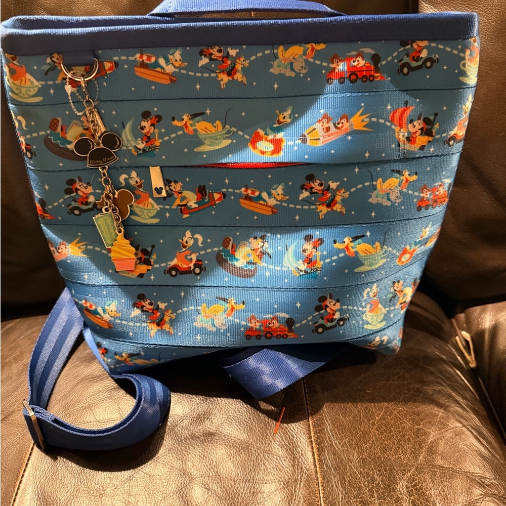 Disney Parks Blue Mickey Retro Ride Backpack keychains included
